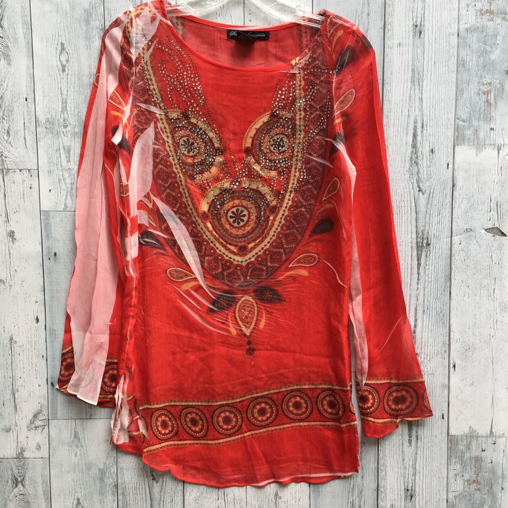 $1 Elegant and vibrant vintage tunic (S)